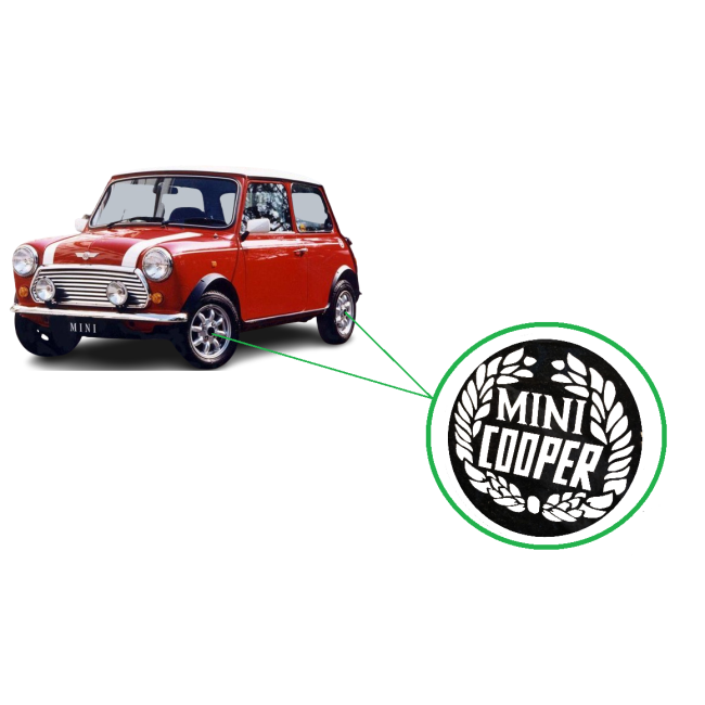 Autocollant '' MINI COOPER'' pour centre de roue Origine