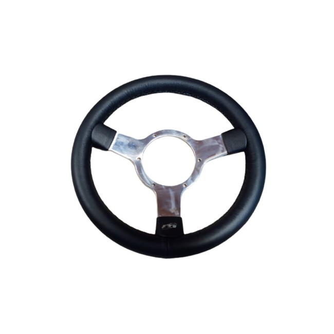 Volant cuir noir Mountney - 12" Tulipé