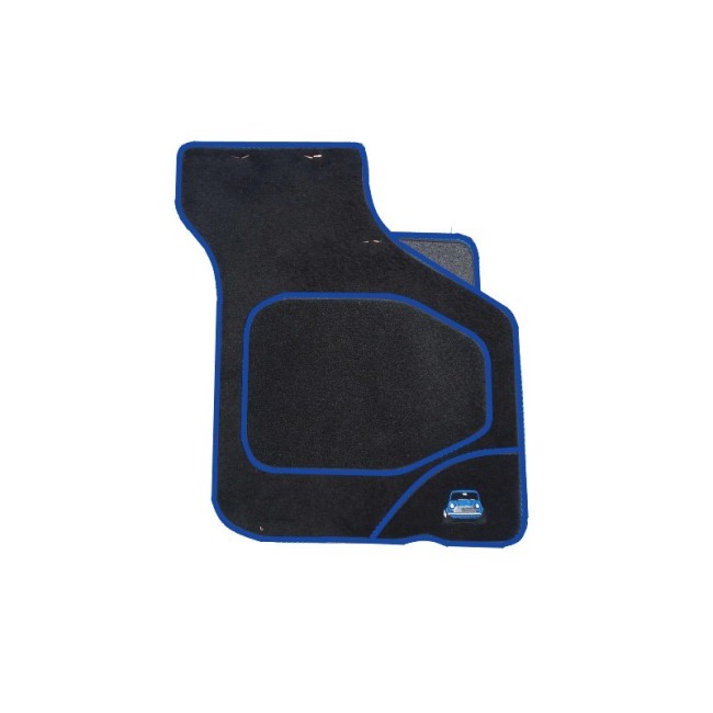 4 tapis de sol Austin Mini - Noir liseré bleu