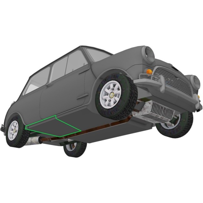 Plancher arrière droit Austin Mini - 1959 à 1992