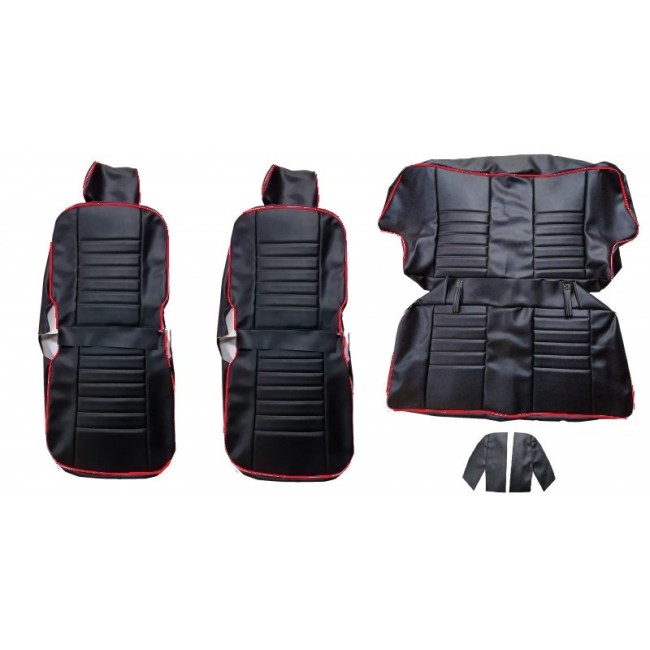 Intérieur complet Austin Mini - 1980 à 1992 (Noir Liseré rouge)