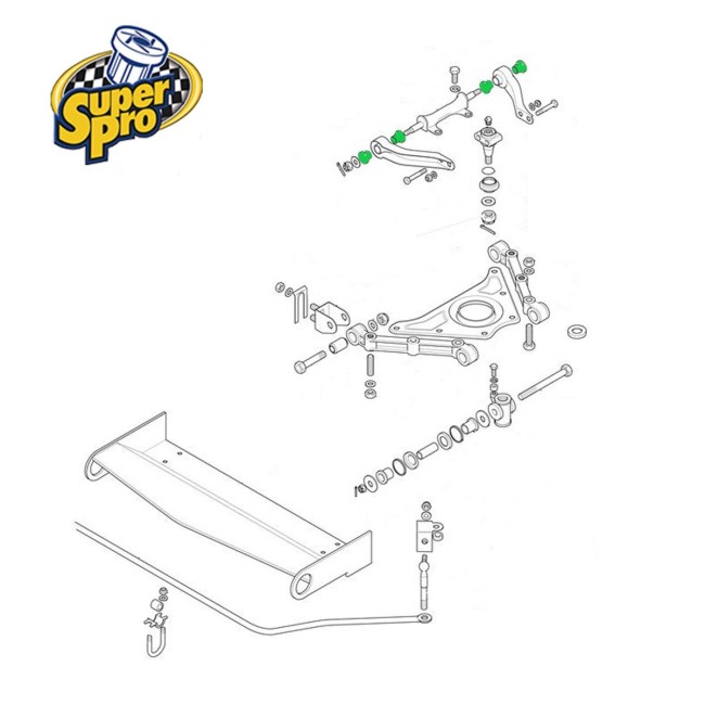 Kit silent bloc bras de suspension supérieur Triumph - Polyuréthane SUPERPRO