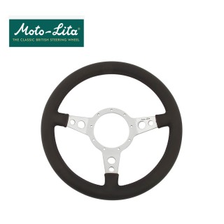 Volant cuir/Alu chromé Moto-lita® - 13'' Tulipé