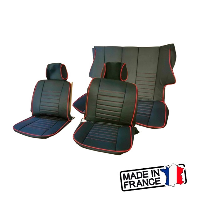 Intérieur complet Austin Mini - 1980 à 1992 (Noir liseré rouge)