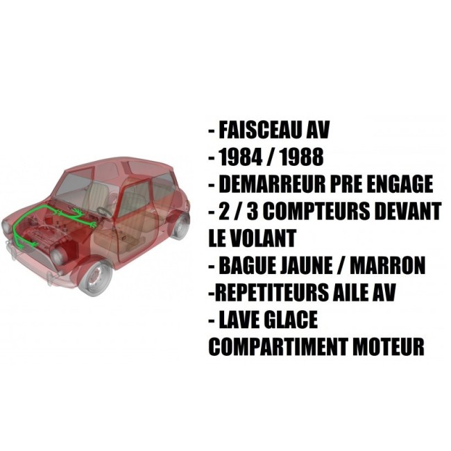 Faisceau électrique complet Austin Mini - 1984 à 1988 (Alternateur)