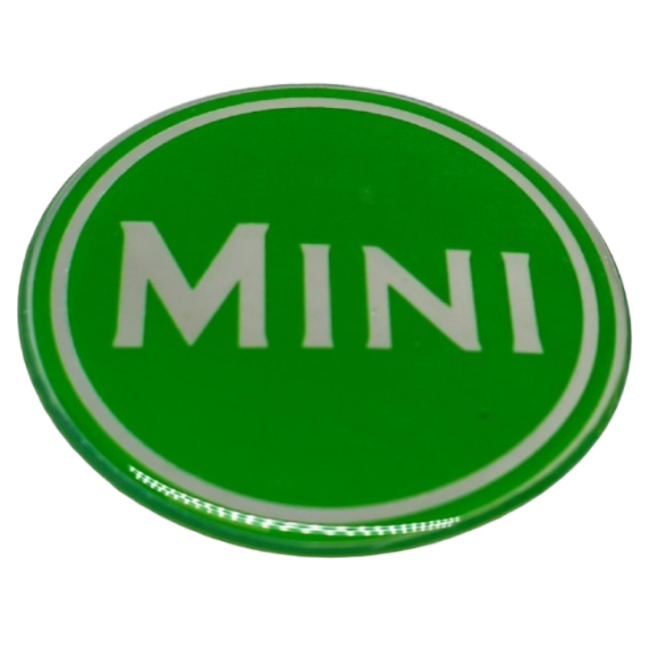 Autocollant centre de roue Mini gris et vert 50 mm