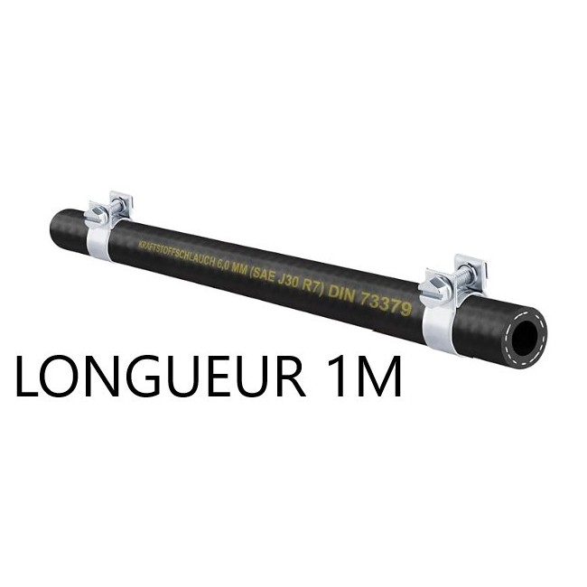 1 m de durite à essence 6mm + 2 colliers