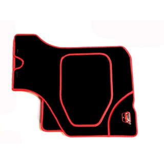4 tapis de sol (noir) liseré rouge Broderie Mini-Austin Mini