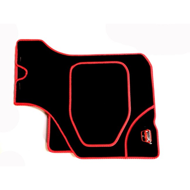4 tapis de sol (noir) liseré rouge Broderie Mini-Austin Mini