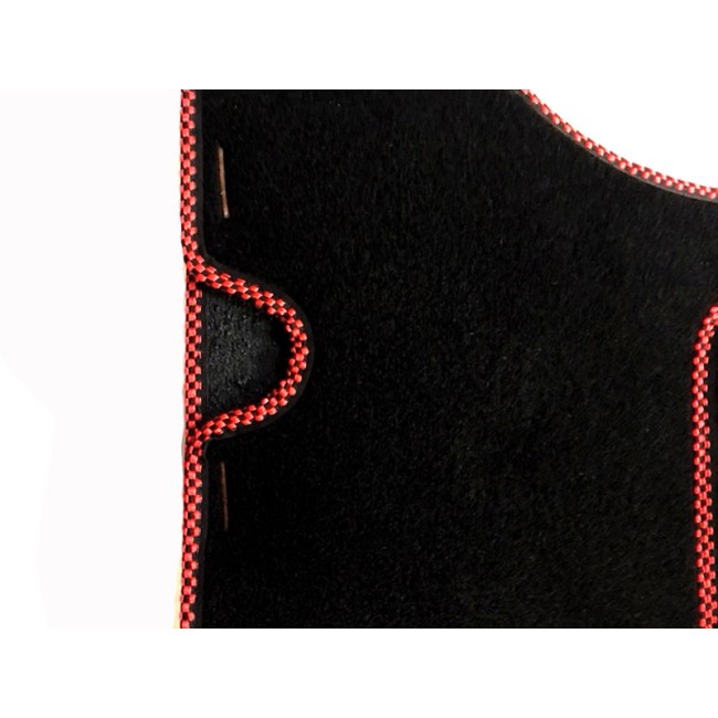 4 tapis de sol (noir) liseré rouge noir Broderie Mini-Austin