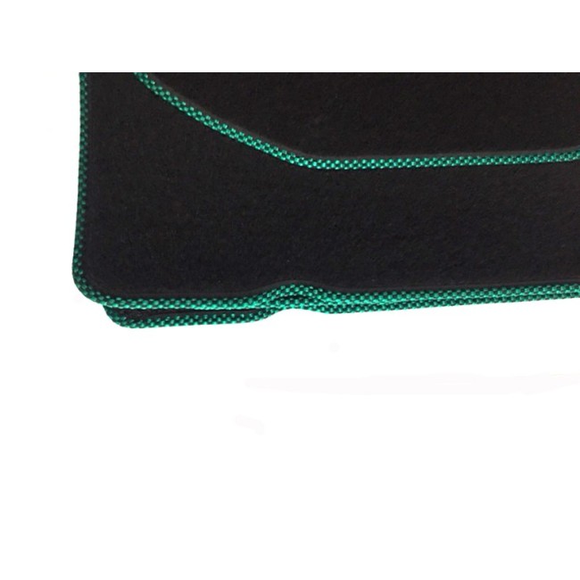 4 tapis de sol (noir) liseré vert et noir-Austin Mini